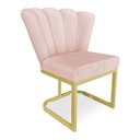 Ver imagem 1 de Poltrona Flor Veludo Rosa Bebê Base Metálica Industrial Dourado - Pallazio