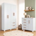 Ver imagem 1 de Conjunto Quarto de Bebê Roupeiro Flórida + Cômoda Monique 100% MDF Yescasa