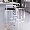 Ver imagem 2 de Jogo 3 Banqueta Alta Balcão Bistrô Branca Confort Industrial Assento Estofado Don Castro Decor