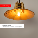 Ver imagem 5 de Luminária Pendente Madeira Rustico Prato Aletado Pequeno Cor:marfim