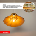 Ver imagem 4 de Luminária Pendente Madeira Rustico Prato Aletado Pequeno Cor:marfim