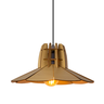 Luminária Pendente Madeira Rustico Prato Aletado Pequeno Cor:marfim - 1