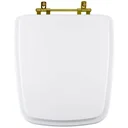 Ver imagem 1 de Tampa De Vaso Sanitario Poliester Boss Branco Para Bacia Incepa Com Ferragem Dourada