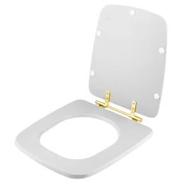 Tampa De Vaso Sanitario Poliester Boss Branco Para Bacia Incepa Com Ferragem Dourada - 2