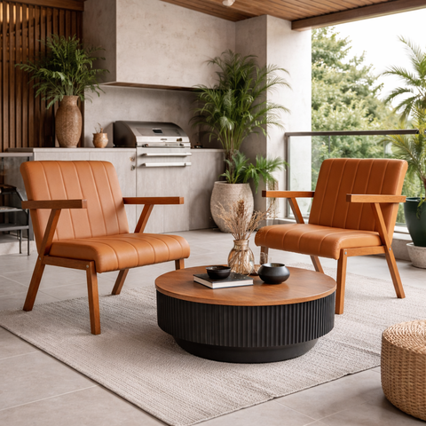 Kit 2 Poltronas Serena Pés Madeira Maciça para Sala de Estar ou Tv Tecido Courino Moderna Decorativa