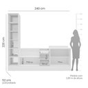 Ver imagem 3 de Cozinha Pérola com Rodapé e Cristaleira com LED 3 Peças 240 cm Yescasa Branco