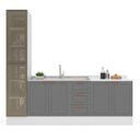 Ver imagem 5 de Cozinha Pérola com Rodapé e Cristaleira com LED 3 Peças 240 cm Yescasa Branco