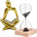 Ver imagem 1 de Kit Enfeite Decorativo Figura Abstrata Homem Pensador Reflexão Ampulheta Decoração Ambientes - Kit a