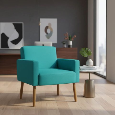 Poltrona Hope Decorativa Confortável para Sala Quarto Recepção Tecido Suede Pés Palito
