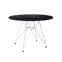 Ver imagem 1 de Mesa Eiffel Redonda 90cm Tampo de Madeira Preto com Base de Ferro Branco