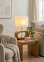 Ver imagem 1 de Luminária Abajur de Mesa Wood em Madeira Moderno Premium