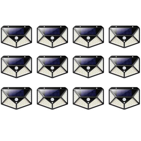 Luminaria Solar Spot Kit 12 Uni Balizador 100led Branco Quen