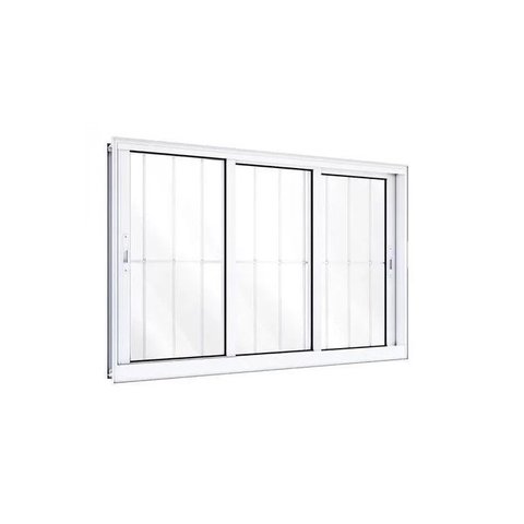Janela 3 Folhas de Correr com Grade Alumínio Branco 120x150 Linha 25