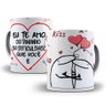Caneca Divertida Flork Namorados + Chaveiro Presente com Frases:te Amo do Tamanho da Dificuldade que - 1