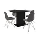 Ver imagem 6 de Mesa Jantar Londres Tampo Preto 120cm 4 Cadeiras Ferro Branco Estofado Grafite
