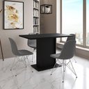 Ver imagem 1 de Mesa Jantar Londres Tampo Preto 120cm 4 Cadeiras Ferro Branco Estofado Grafite
