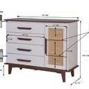 Ver imagem 3 de Cômoda 4 Gavetas 1 Porta Ratam 100% Madeira Maciça Branco/Castanho