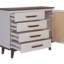 Ver imagem 4 de Cômoda 4 Gavetas 1 Porta Ratam 100% Madeira Maciça Branco/Castanho