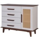Ver imagem 2 de Cômoda 4 Gavetas 1 Porta Ratam 100% Madeira Maciça Branco/Castanho