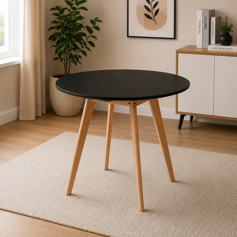 Mesa de Jantar Redonda Leda 80 cm Preta