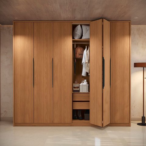 Guarda-roupa Casal 6 Portas Camarão 4 Gavetas Elegance