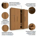Ver imagem 5 de Guarda Roupa Casal 6 Portas Camarão com 4 Gavetas 259x232cm Elegance Canela