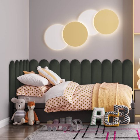 Kit 16 Placas Cabeceira Nuvem Estofada para Cama Box - Módulo 20 Cm X 60 Cm:verde