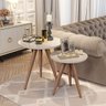 Conjunto Mesa Lateral de Apoio Retrô Pés Palito Off White - Quality Móveis - 1