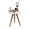 Conjunto Mesa Lateral de Apoio Retrô Pés Palito Branco - Quality Móveis - 3