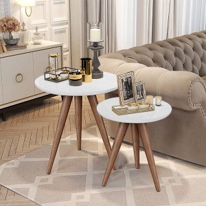 Conjunto Mesa Lateral de Apoio Retrô Pés Palito Branco - Quality Móveis