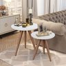 Conjunto Mesa Lateral de Apoio Retrô Pés Palito Branco - Quality Móveis - 1