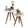 Conjunto Mesa Lateral de Apoio Retrô Pés Palito Branco - Quality Móveis - 2