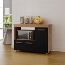 Ver imagem 1 de Balcão Multiuso Liza 114m 3 Portas com Nicho para Forno/microondas - Savana/preto Móblis