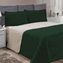 Ver imagem 2 de Kit com 3 pçs Cobre Leito Colcha Roma Matelasse Dupla face: Verde e Palha