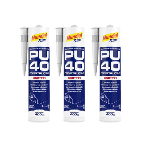 Kit C/3 Selantes Poliuretano Pu40 Construção 400g Mundial Prime
