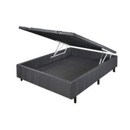 Base Box Casal 47CMX138CMX188CM com Baú Poliéster Cinza Quality-Flex - 1 Base Box Casal 47CMX138CMX188CM com Baú Poliéster Cinza Quality-Flex - 1