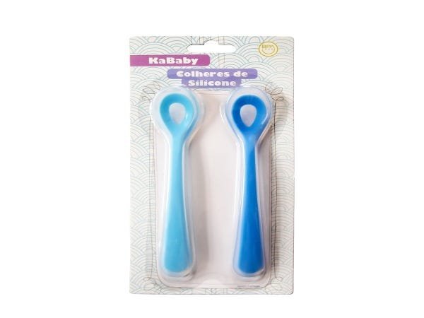 Kit 2 colheres de silicone - Kababy:Azul - 3