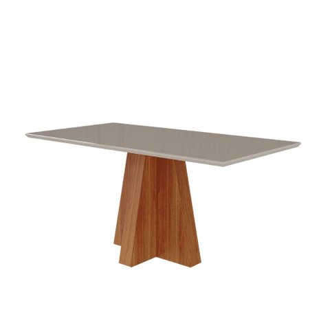 Mesa de Jantar Retangular 160x80cm Tampo Mdf/vidro Patricia Cimol Cinamomo/off White