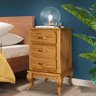 Mesinha para Cabeceira Grande 3 Gavetas Madeira Maciça Mel Jm Móveis - 1