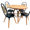 Conjunto Sala de Jantar Mesa Redonda de Madeira Maciça 4 Cadeiras Jakarta Goldecor - 2