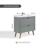 Gabinete para Banheiro com Cuba 80cm Retro Mdf Milano - On Móveis Cor:verde - 7