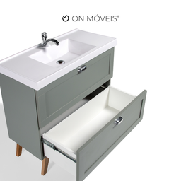 Gabinete para Banheiro com Cuba 80cm Retro Mdf Milano - On Móveis Cor:verde - 4