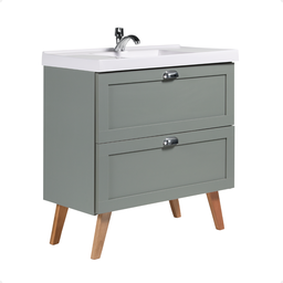 Gabinete para Banheiro com Cuba 80cm Retro Mdf Milano - On Móveis Cor:verde - 2