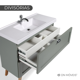 Gabinete para Banheiro com Cuba 80cm Retro Mdf Milano - On Móveis Cor:verde - 3