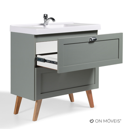 Gabinete para Banheiro com Cuba 80cm Retro Mdf Milano - On Móveis Cor:verde - 5