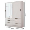 Ver imagem 4 de Guarda-roupa Solteiro Taylor 2 Portas de Correr 6 Gavetas com Espelho Branco - Pm