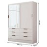 Guarda-roupa Solteiro Taylor 2 Portas de Correr 6 Gavetas com Espelho Branco - Pm - 4