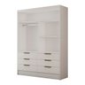 Guarda-roupa Solteiro Taylor 2 Portas de Correr 6 Gavetas com Espelho Branco - Pm - 5