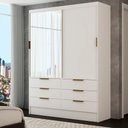 Ver imagem 1 de Guarda-roupa Solteiro Taylor 2 Portas de Correr 6 Gavetas com Espelho Branco - Pm