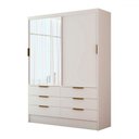 Ver imagem 3 de Guarda-roupa Solteiro Taylor 2 Portas de Correr 6 Gavetas com Espelho Branco - Pm